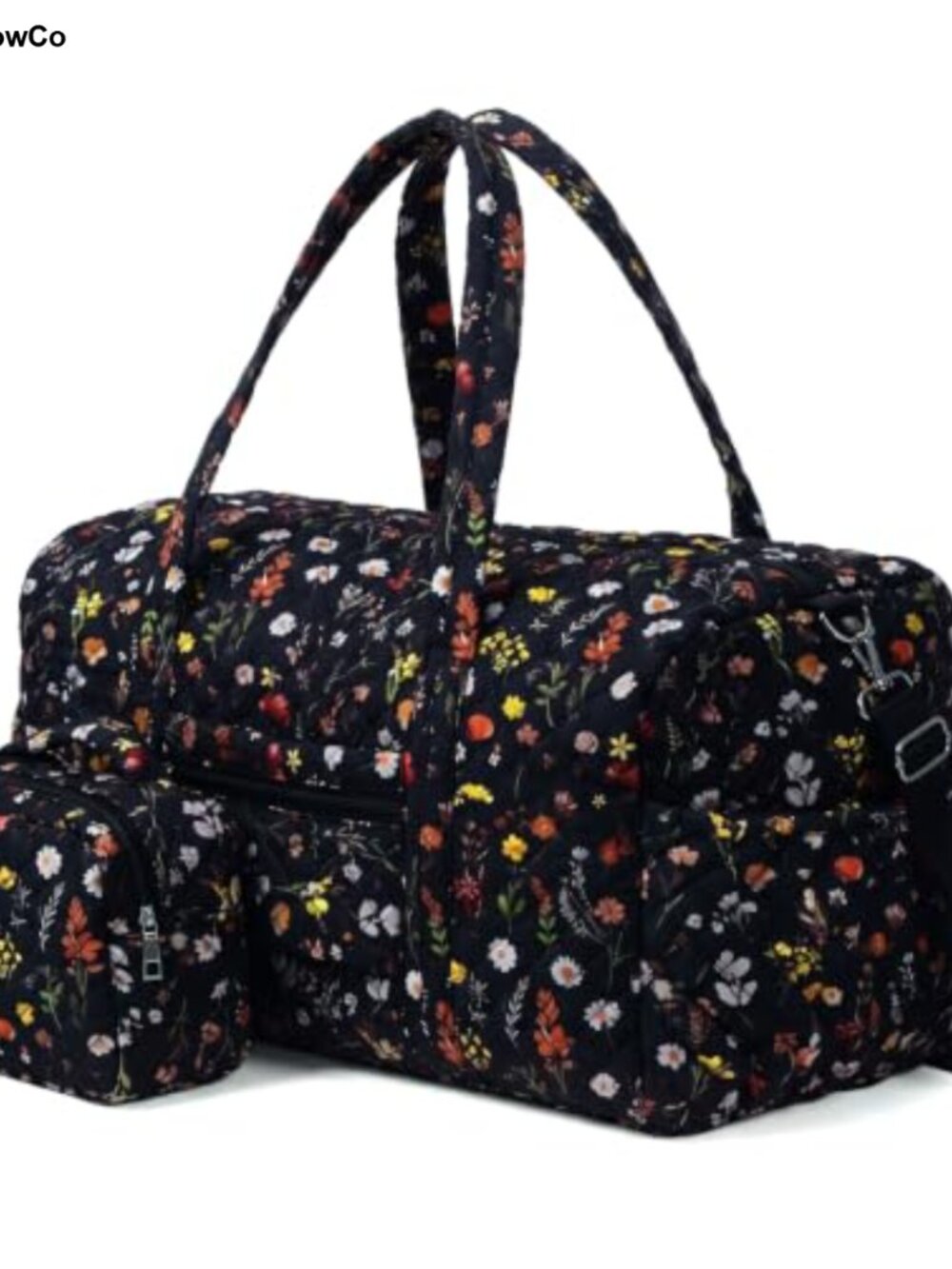 Quilted Weekender Travel Duffle Bag with Makeup Pouch Recycled Cotton
